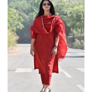 Cotton Kurta Pant and Dupatta Set